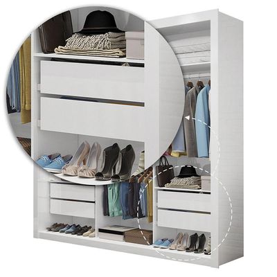 Quarto Completo De Casal Com Closet Clarice 4 Gavetas E Cama Paula Carioca Móveis Branco