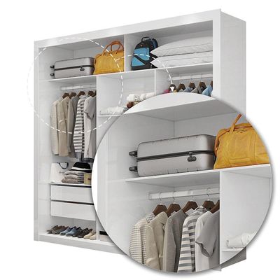 Quarto Completo De Casal Com Closet Clarice 4 Gavetas E Cama Paula Carioca Móveis Branco