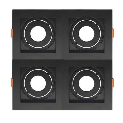 Spot De Embutir Quadrado Recuado Quadruplo Mr11 Direcionável Preto