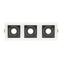 Spot De Embutir Quadrado Recuado Triplo Mr11 Direcionável Branco Com Preto