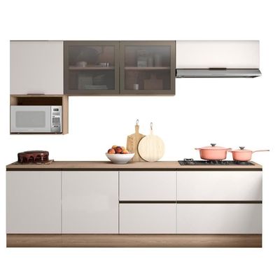 Cozinha Completa Etna 7 Peças Balcão Cooktop Poliman Móveis Carvalho Oak E Off White