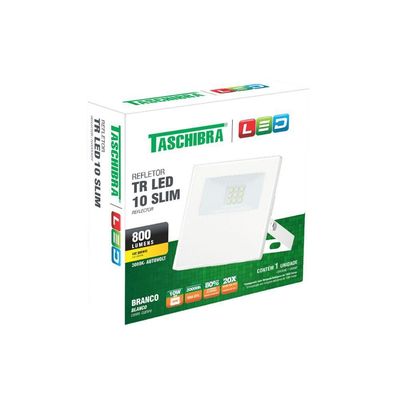 Refletor Tr Led 10w Slim Branco - Taschibra 3000k (amarela)