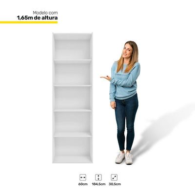 Estante Livreiro Organizador Multiuso Luiza 5 Nichos Branco
