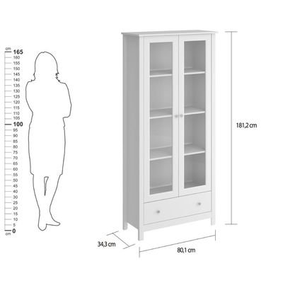 Estante Livreiro C/Iluminação 2 Portas 1gaveta Branco
