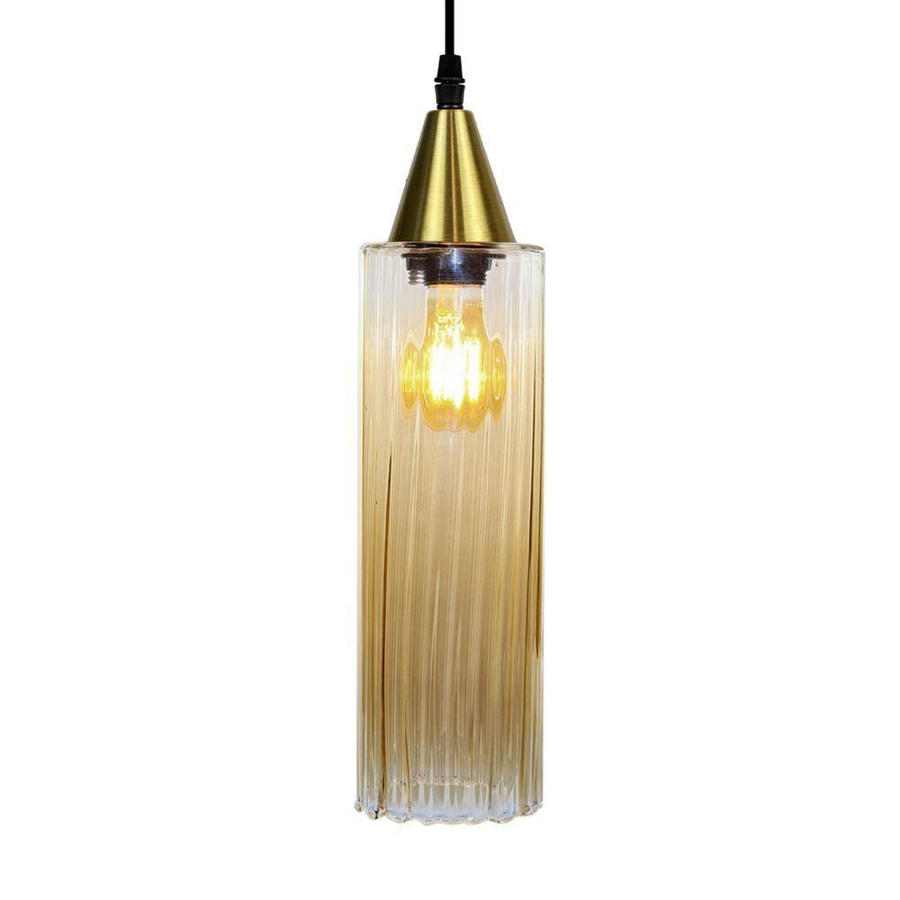 Lustre Pendente Taschibra Anne Canelado E27 Conhaque Bivolt Ouro