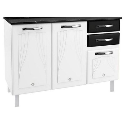 Kit Cozinha Star 3 Portas De Vidro Com 2 Gavetas Telasul