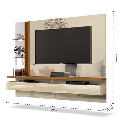 Painel Para Tv De Até 60 Polegadas Em Mdp Murano Edn Off White E Cedro