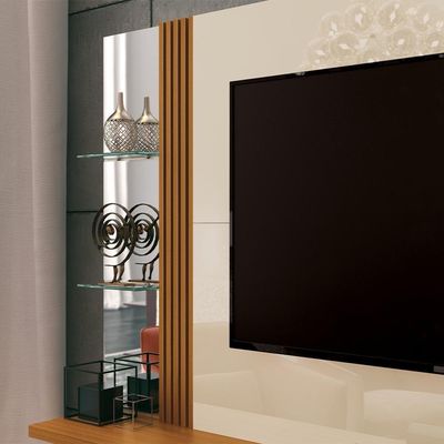 Painel Para Tv De Até 60 Polegadas Em Mdp Murano Edn Off White E Cedro