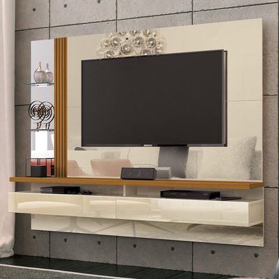 Painel Para Tv De Até 60 Polegadas Em Mdp Murano Edn Off White E Cedro