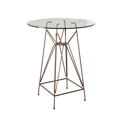 Mesa Bistrô Alta Vidro 60Cm Base Ferro Cobre Cor: Branco