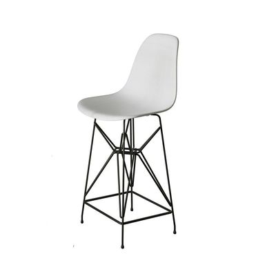 Jogo Mesa Bistrô Eames Branca 60Cm 2 Banquetas Branca Base Ferro Preto - Cor: Branco