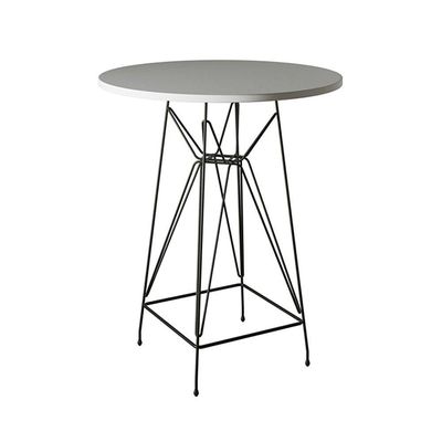 Jogo Mesa Bistrô Eames Branca 60Cm 2 Banquetas Branca Base Ferro Preto - Cor: Branco
