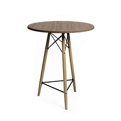 Mesa Bistrô Eames Eiffel Amêndoa Com 2 Banquetas Brancas De Madeira - Cor: Marrom