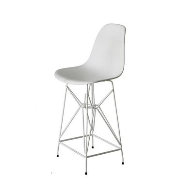 Jogo Mesa Bistrô Eames Preta 60Cm 2 Banquetas Branca Base Ferro Branco - Cor: Preto