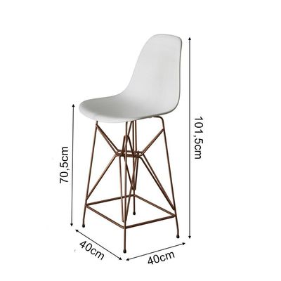 Jogo Mesa Bistrô Eames Branca 60Cm 3 Banquetas Branca Base Ferro Cobre - Cor: Branco