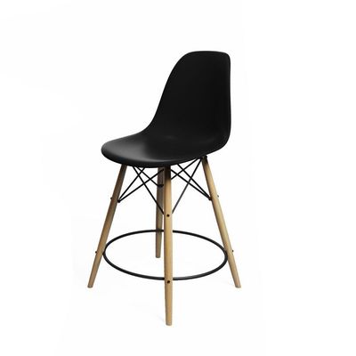 Conjunto Bistrô Eames Eiffel Mesa Branca Com 3 Banquetas Pretas De Madeira - Cor: Branco