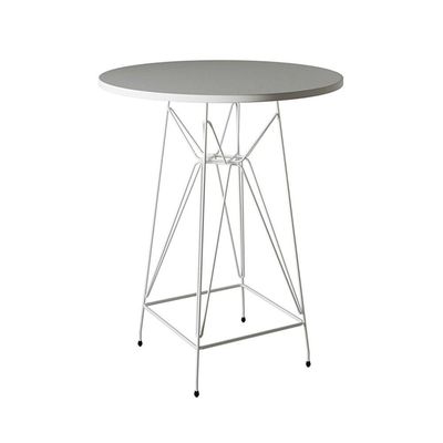 Jogo Mesa Bistrô Eames Branca 60Cm 2 Banquetas Amarela Base Ferro Branco - Cor: Branco