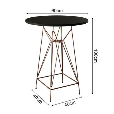 Mesa Bistrô Alta 60Cm Preta Base Ferro Cobre Cor: Preto