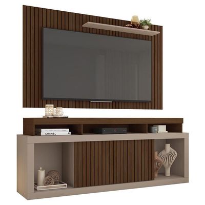 Rack Com Painel Para Tv Até 65 Polegadas Marrom Life Caemmun