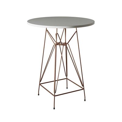 Jogo Mesa Bistrô Eames Branca 60Cm 3 Banquetas Vermelha Base Ferro Cobre - Cor: Branco