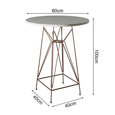 Jogo Mesa Bistrô Eames Branca 60Cm 3 Banquetas Vermelha Base Ferro Cobre - Cor: Branco