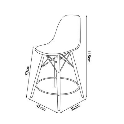 Conjunto Mesa Bistrô Eames Eiffel Vidro Com 3 Banquetas Rosas De Madeira - Cor: Rosa