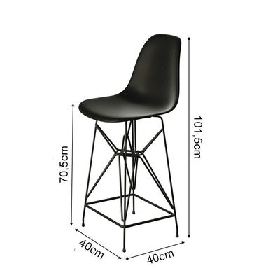 Jogo Mesa Bistrô Eames Preta 60Cm 3 Banquetas Preta Base Ferro Preto - Cor: Preto