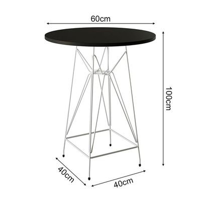 Mesa Bistrô Alta 60Cm Preta Base Ferro Branco Cor: Preto