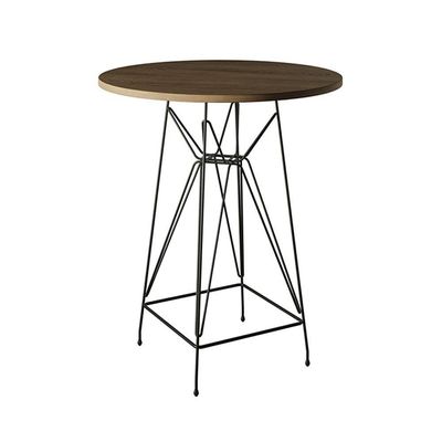 Jogo Mesa Bistrô Eames Tampo Amêndoa 60Cm 3 Banquetas Vermelha Base Ferro Preto - Cor: Amendoa