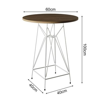 Jogo Mesa Bistrô Eames Tampo Amêndoa 60Cm 2 Banquetas Preta Base Ferro Branco - Cor: Amendoa