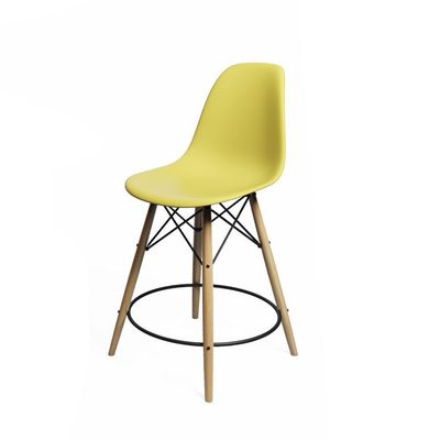 Conjunto Bistrô Eames Eiffel Mesa Branca Com 2 Banquetas Amarelas De Madeira - Cor: Branco