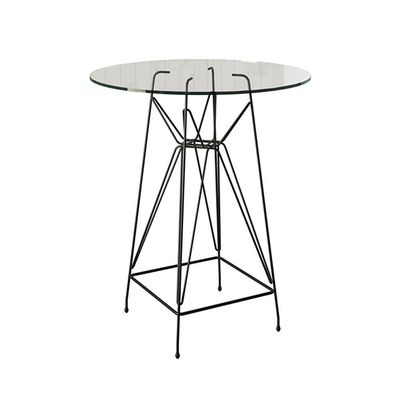 Jogo Mesa Bistrô Eames Vidro 60Cm 3 Banquetas Preta Base Ferro Preto - Cor: Branco