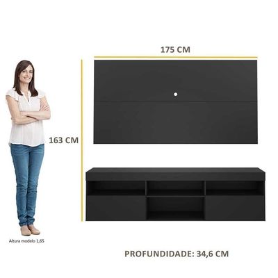 Rack Com Painel Tv 65" Flórida Multimóveis V3059 Preto Preto