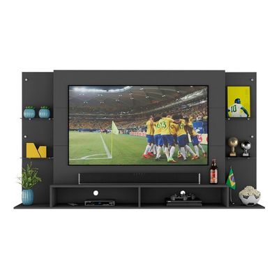 Painel Tv 60" Prateleiras De Vidro Brasil Br3071 Preto