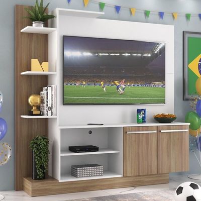 Estante+Painel Tv 55" E França Br2473 Argila/Branco