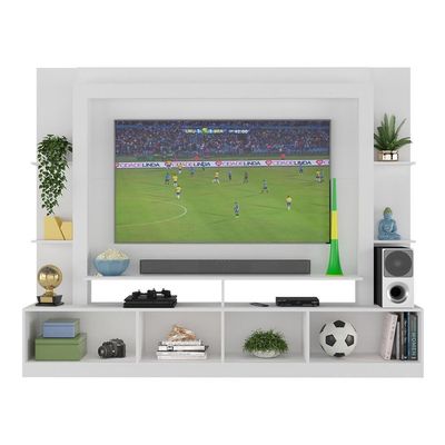 Rack Estante + Painel Tv 65" Br3386 Branco/lacca Fumê