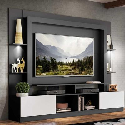 Estante Tv 65" Com Leds Berlim MultimóveisV3392 Preta/Branca