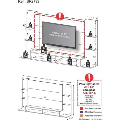 Painel Tv 60"s De Vidro Brasil Br2739 Preto