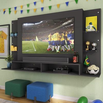 Painel Tv 60"s De Vidro Brasil Br2739 Preto