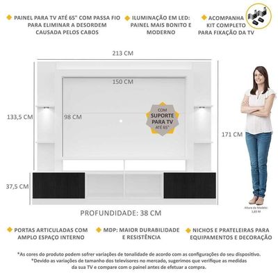 Estante Com Suporte Tv 65" E Leds Berlim Multimóveis V3384