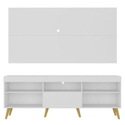 Rack + Painel Tv 65" Flórida Up Mp1043 Branco/natural