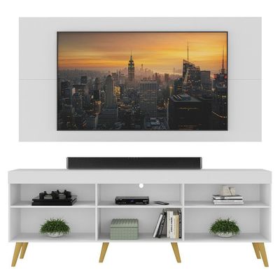 Rack + Painel Tv 65" Flórida Up Mp1043 Branco/natural