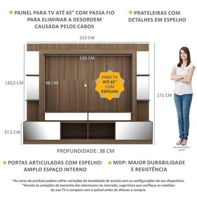 Estante Tv 65" Com Espelho Oslo Multimóveis V3389