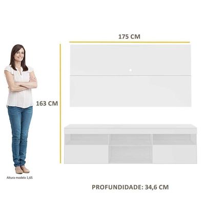 Rack Com Painel Tv 65" Flórida Multimóveis V3059 Branco