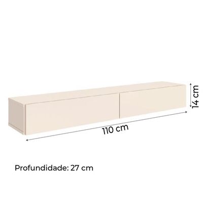 Rack Suspenso Para Painel Ou Tv Até 55 Polegadas 2 Portas 1,10m Off White Edn Off White
