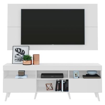 Rack Com Painel Tv 65" Retrô Multimóveis V3133 Branco