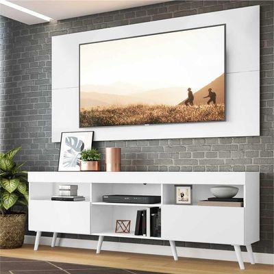 Rack Com Painel Tv 65" Retrô Multimóveis V3133 Branco