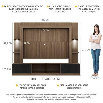 Estante Tv 65" Com Leds Berlim Multimóveis V3392