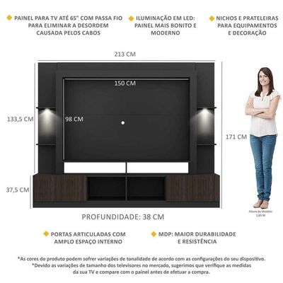 Estante Tv 65" Com Leds Berlim Multimóveis V3392