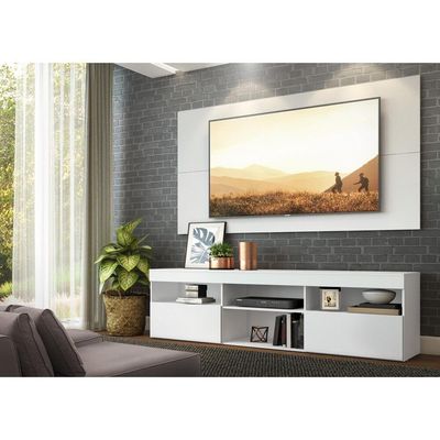 Rack Com Painel E Suporte Tv 65" Multimóveis V3112 Branco